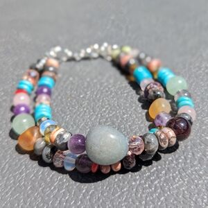 New Sterling Silver Multi Gemstone Bracelet
